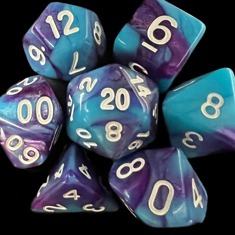 TDSO Duel Purple & Teal with White Dice