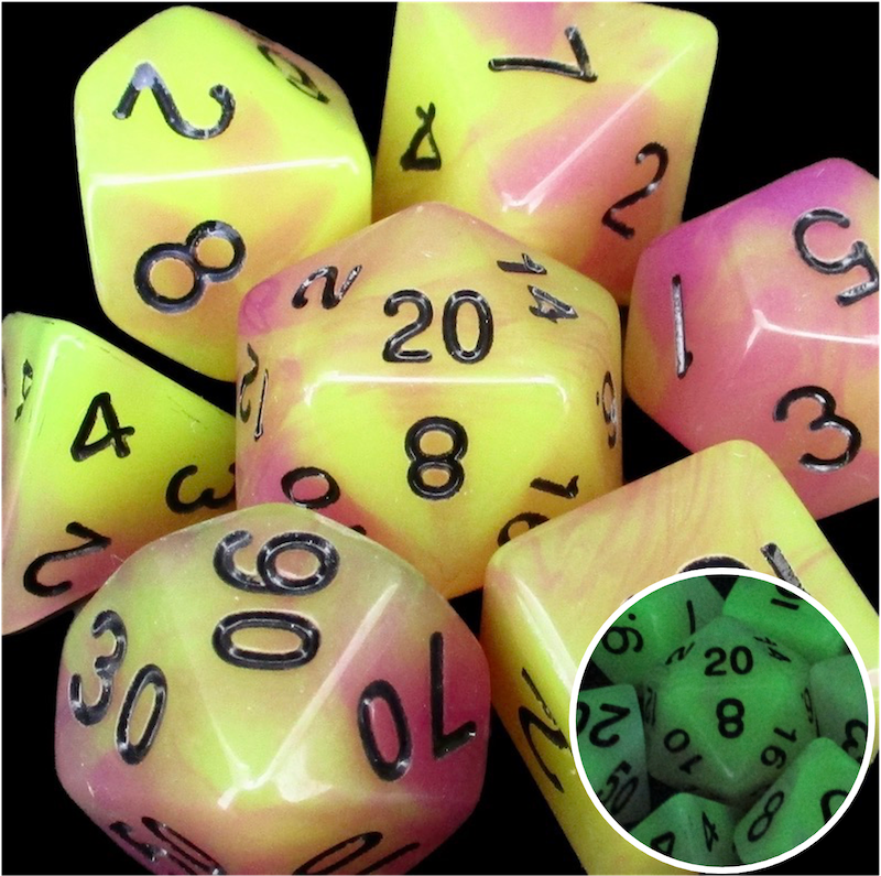 *TDSO Duel Purple & Yellow Glow in the Dark Dice