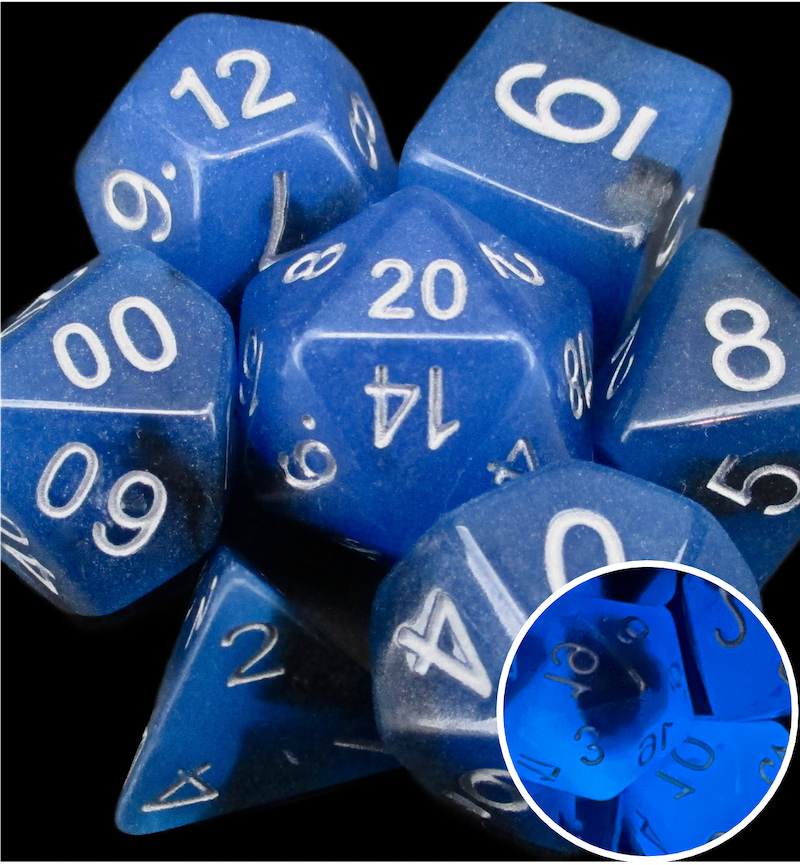 *TDSO Duel Sapphire & Black Glow in the Dark Dice