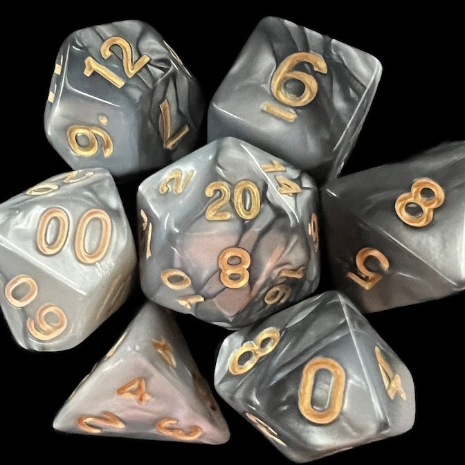TDSO Duel Pearl Steel & White Dice