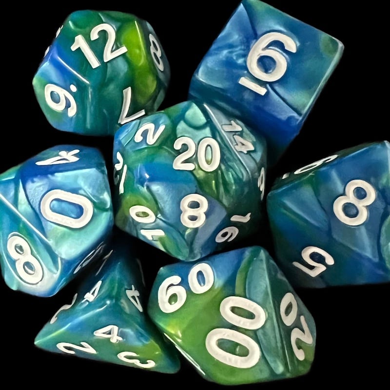 TDSO Duel Turquoise Blue & Pistachio Green Dice