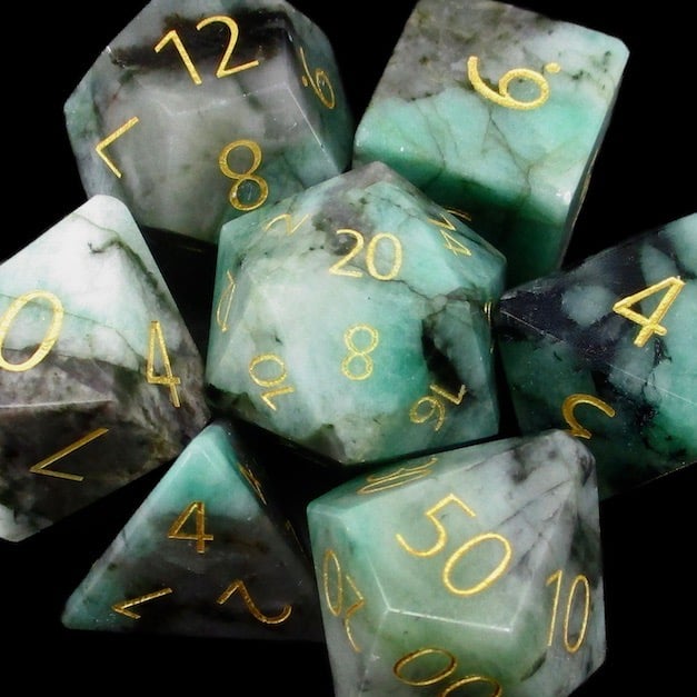 TDSO Gemstone Emerald & Gold Dice
