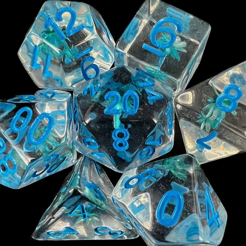 TDSO Encapsulated Flower Blue Dice