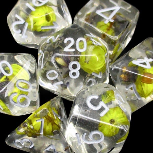 *TDSO Encapsulated Flower Lavender & Yellow Dice