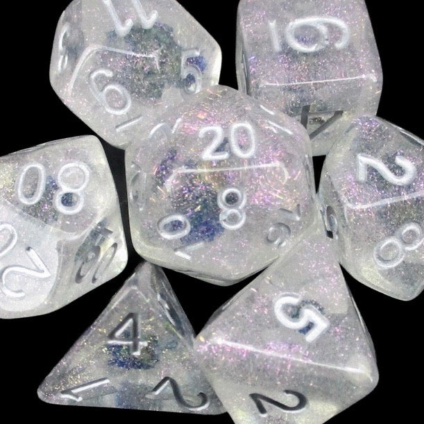 *TDSO Encapsulated Glitter Flower Blue Dice