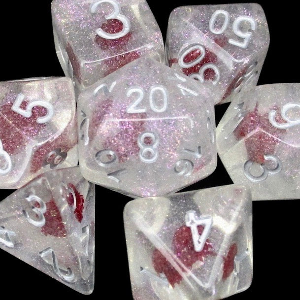 *TDSO Encapsulated Glitter Flower Red Dice