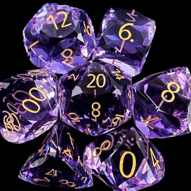 *TDSO Faceted Zircon Glass Amethyst Dice