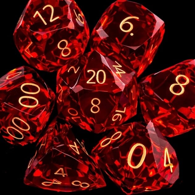 *TDSO Faceted Zircon Glass Ruby Dice