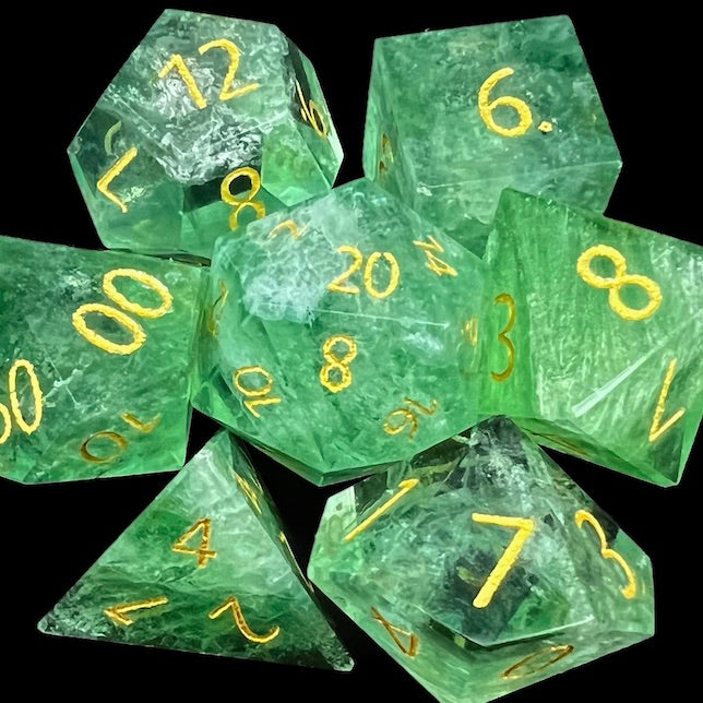TDSO Gemstone Fluorite Green & Gold Dice