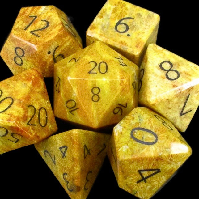 TDSO Gemstone Fossilised Coral & Black Dice