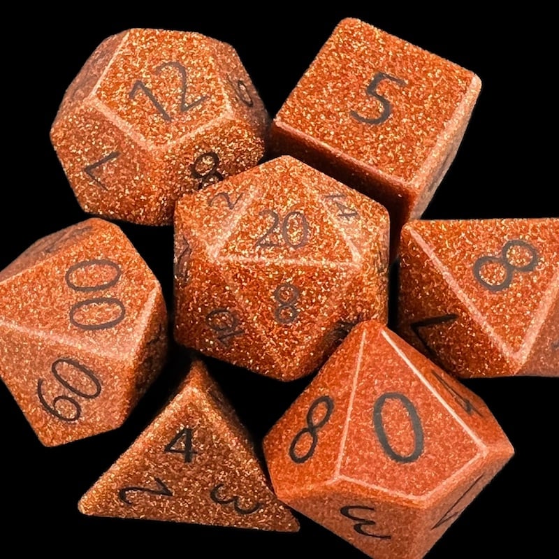 TDSO Gemstone Goldstone Gold & Black Dice