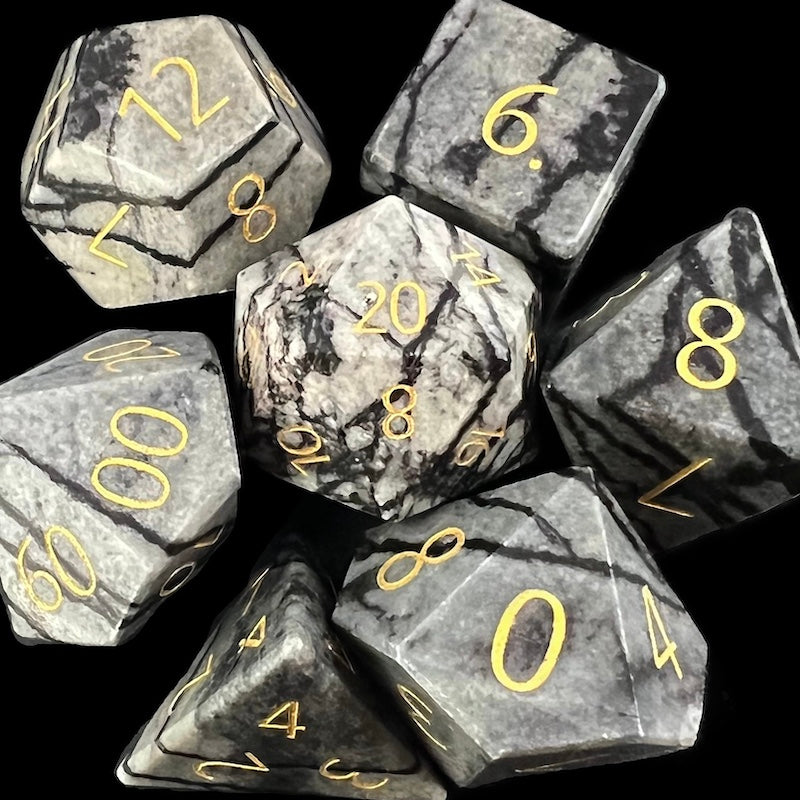 Jasper Spiderweb & Gold Dice
