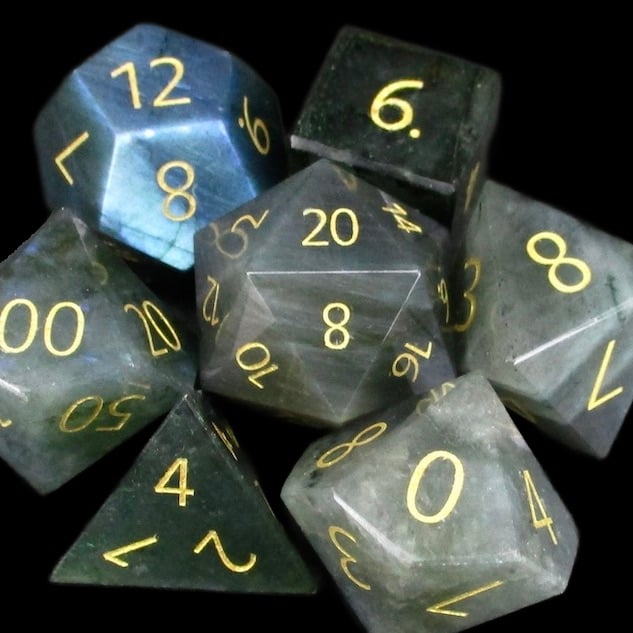 TDSO Gemstone Labradorite & Gold Dice