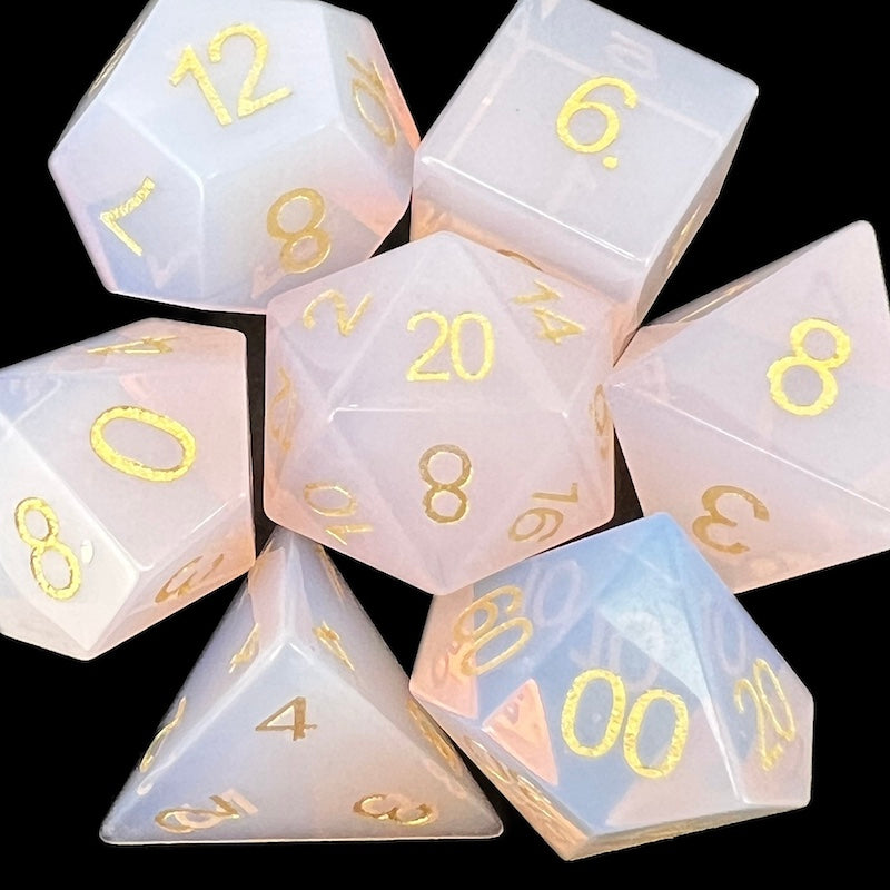 TDSO Gemstone Opalite Pink & Gold Dice