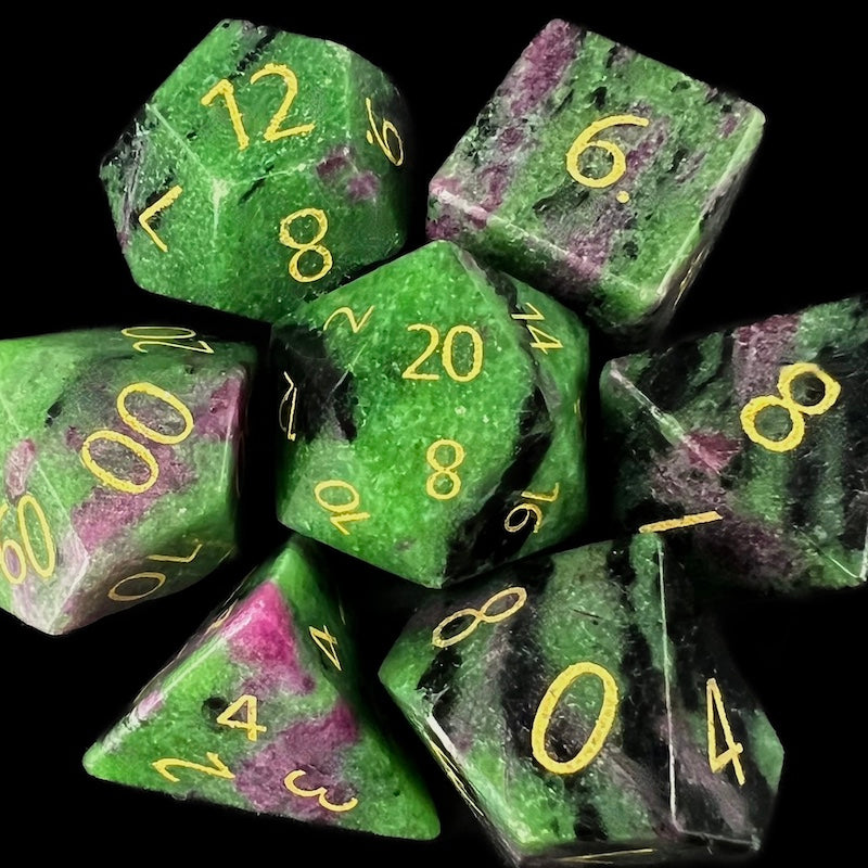 TDSO Gemstone Ruby Zoisite & Gold Dice