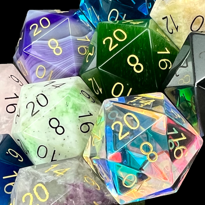 TDSO Gemstone & Glass JUMBO D20 Dice