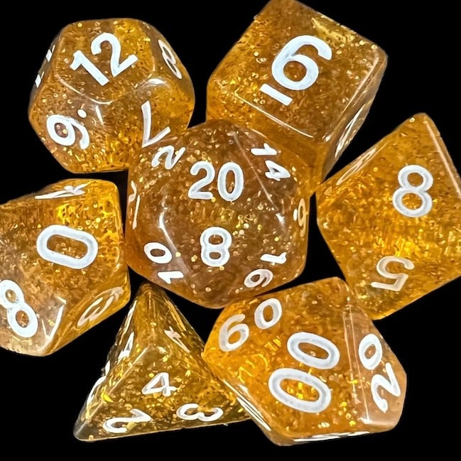 TDSO Glitter Gold & White Dice