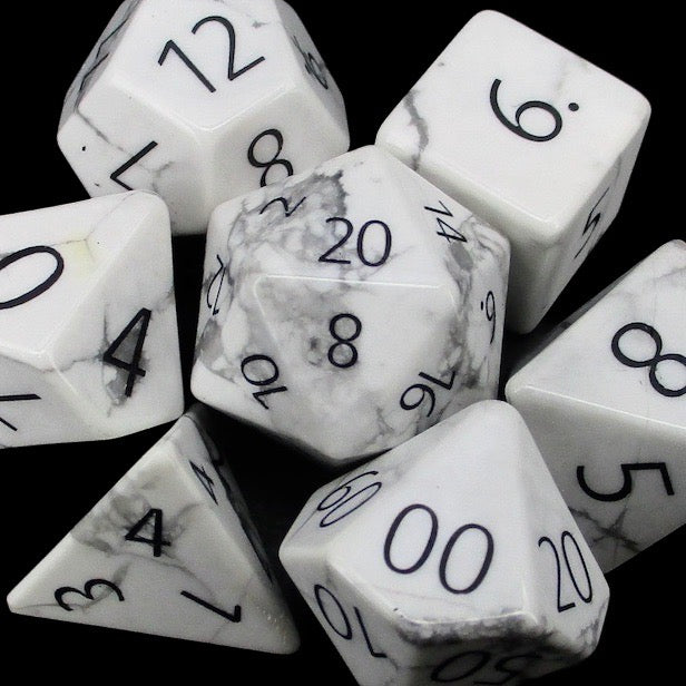 TDSO Gemstone Howlite White & Black Dice