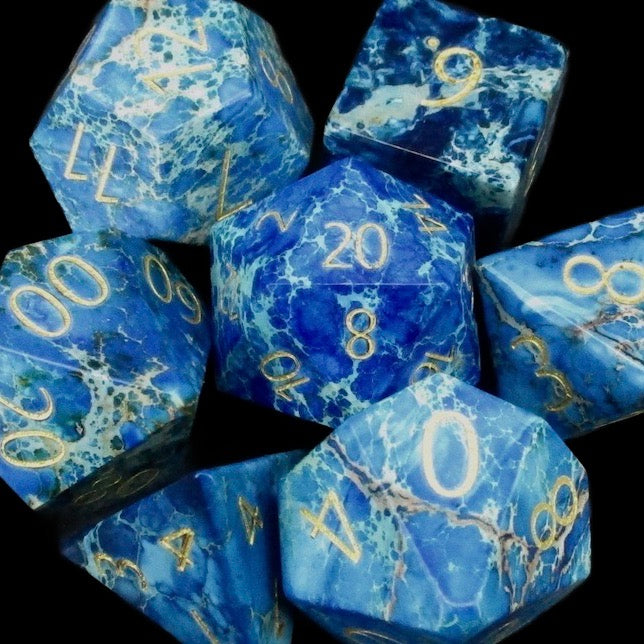 TDSO Gemstone Imperial Stone Blue & Gold Dice