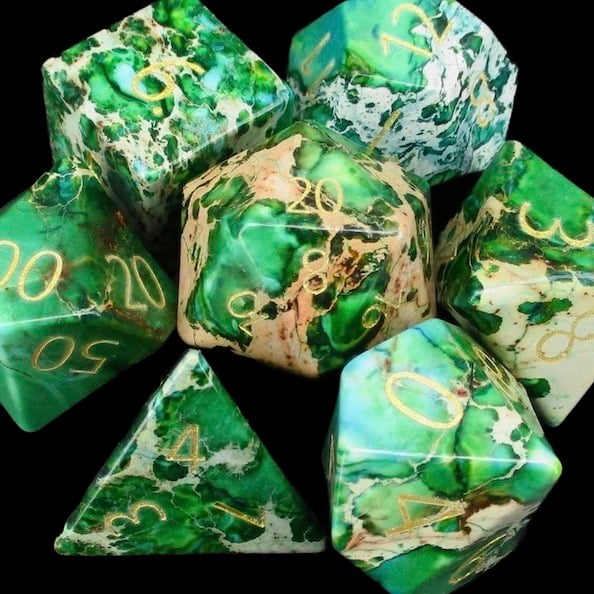 TDSO Gemstone Imperial Stone Green & Gold Dice