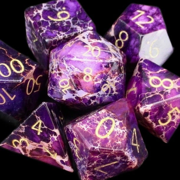 TDSO Gemstone Imperial Stone Purple & Gold Dice