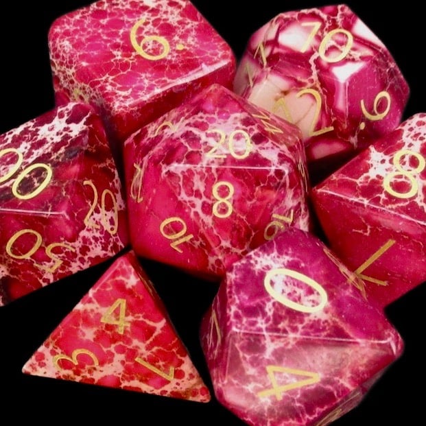 TDSO Gemstone Imperial Stone Red & Gold Dice
