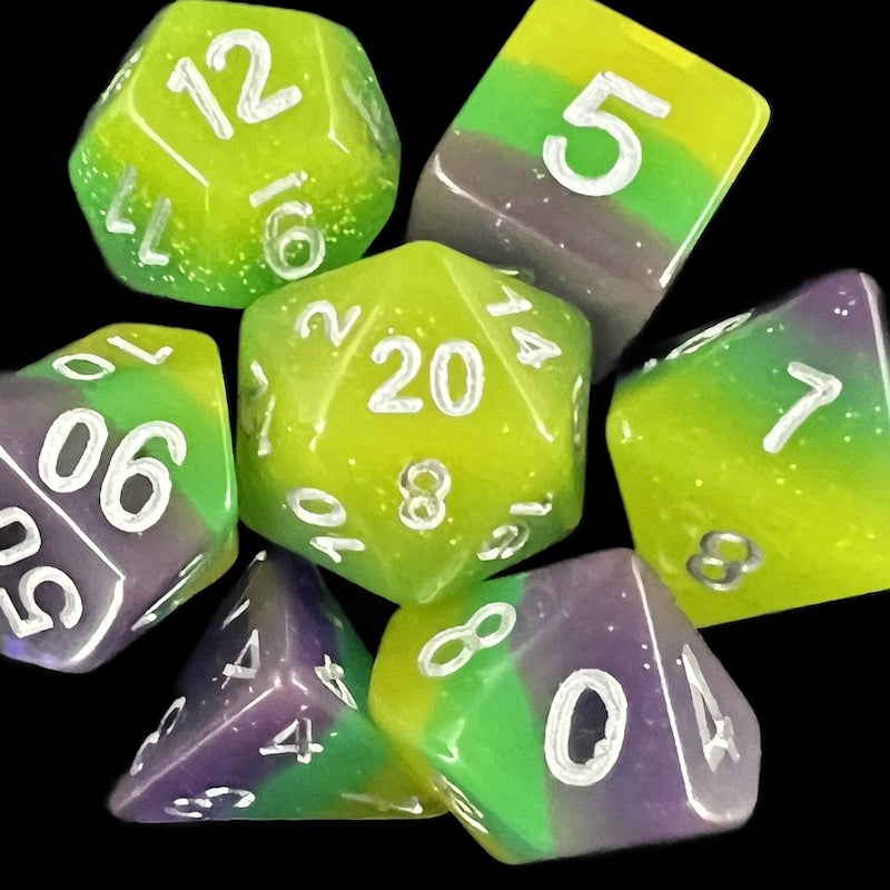 TDSO Layer Blue Green & Yellow Glitter Dice