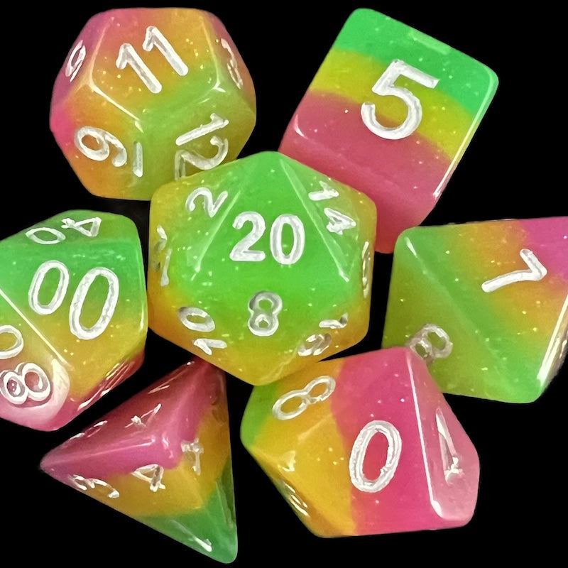 TDSO Layer Green Rose & Yellow Glitter Dice