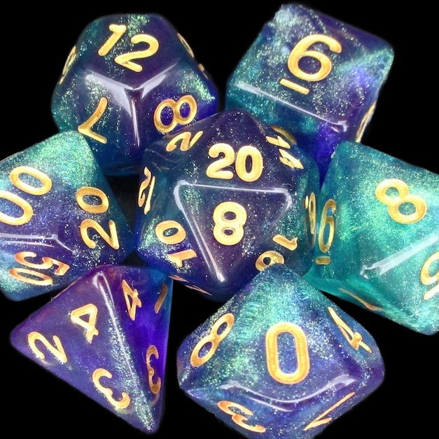 *TDSO Light Reactive Blue & Green with Gold Dice