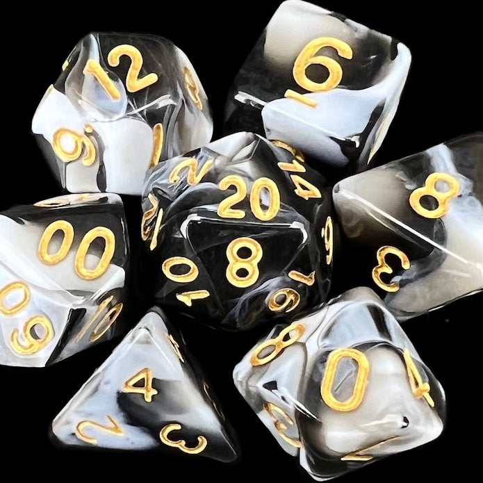 TDSO Marble Black & White Dice