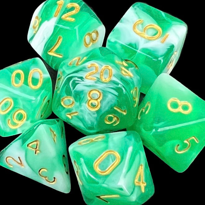 TDSO Marble Bright Green & White Dice
