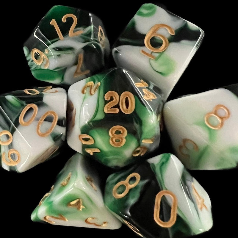 TDSO Marble Dark Green & White Dice