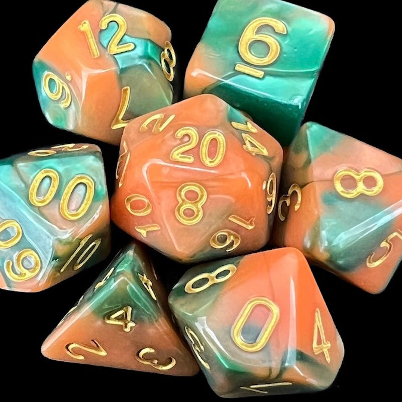 TDSO Marble Green & Orange Dice
