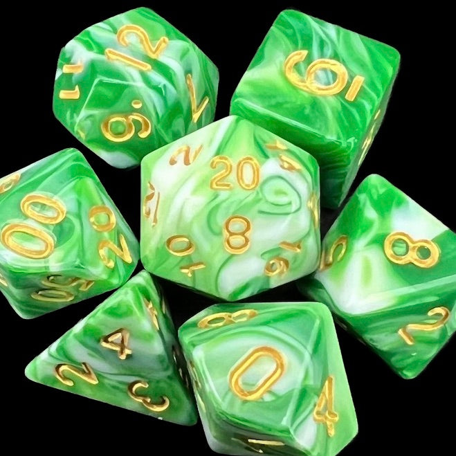 TDSO Marble Green & White Dice