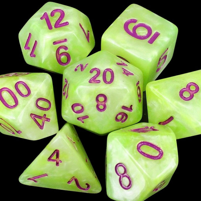 TDSO Marbleised Green Yellow & White Dice