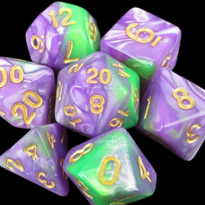 TDSO Marbleised Purple & Green Dice