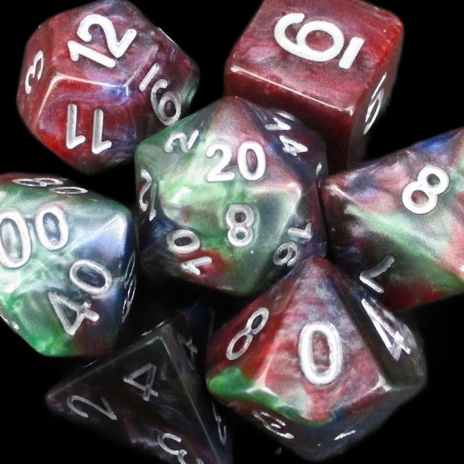 TDSO Marbleised Red Green & Blue Dice