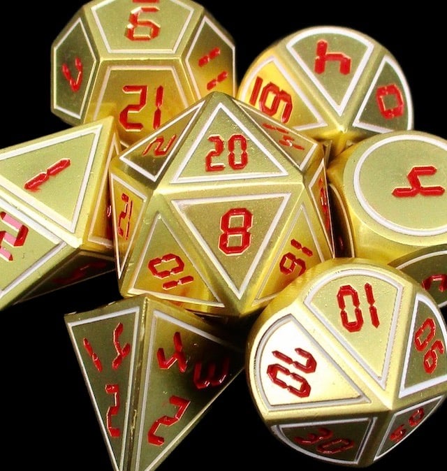 *TDSO Metal Digital Gold White & Red Dice