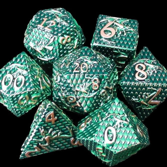 TDSO Metal Dragon Flight Emerald & Copper Dice