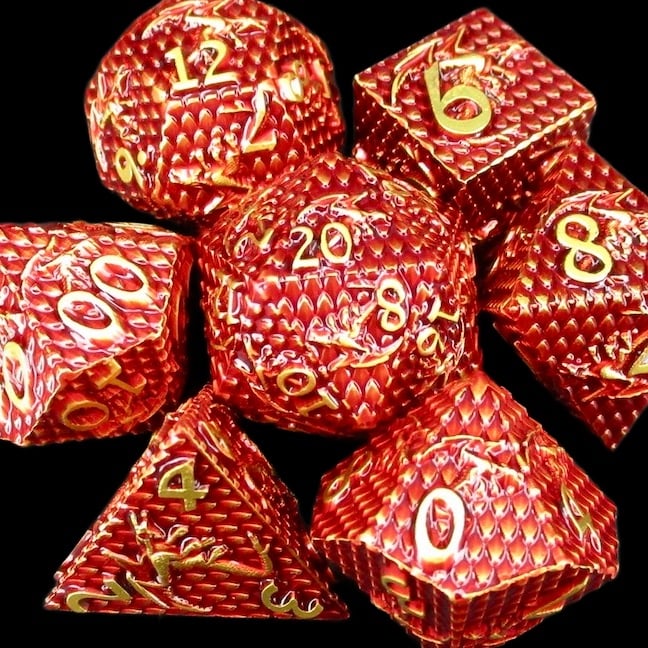 TDSO Metal Dragon Flight Red & Gold Dice