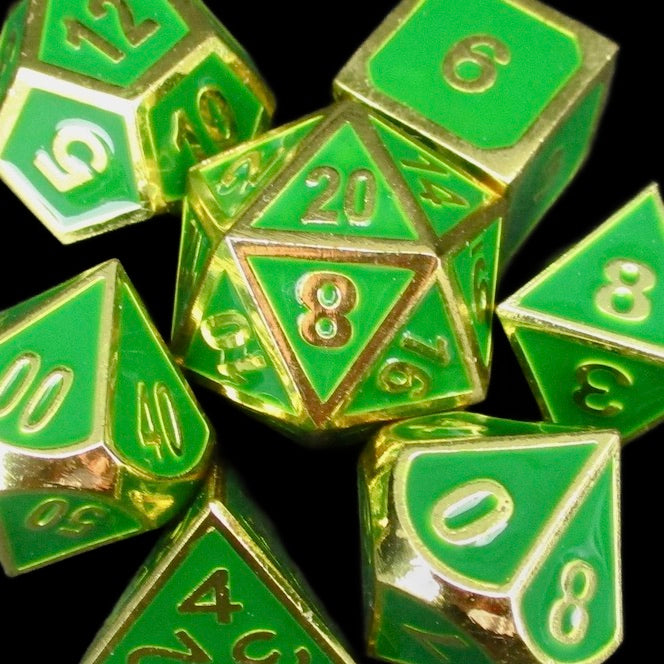 *TDSO Metal Fire Forge Gold & Green Enamel Dice