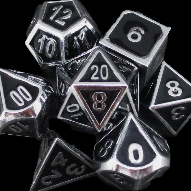 *TDSO Metal Fire Forge Silver & Black Enamel Dice