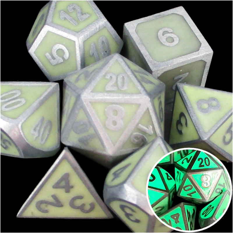 *TDSO Metal Fire Forge Steel & Green Glow Dice