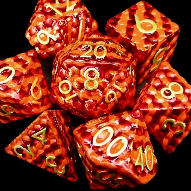 TDSO Metal Dragon Scale Flame & Gold Dice