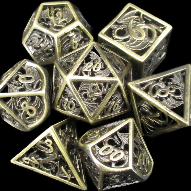 TDSO Metal Hollow Dragon Horde Antique Bronze Dice