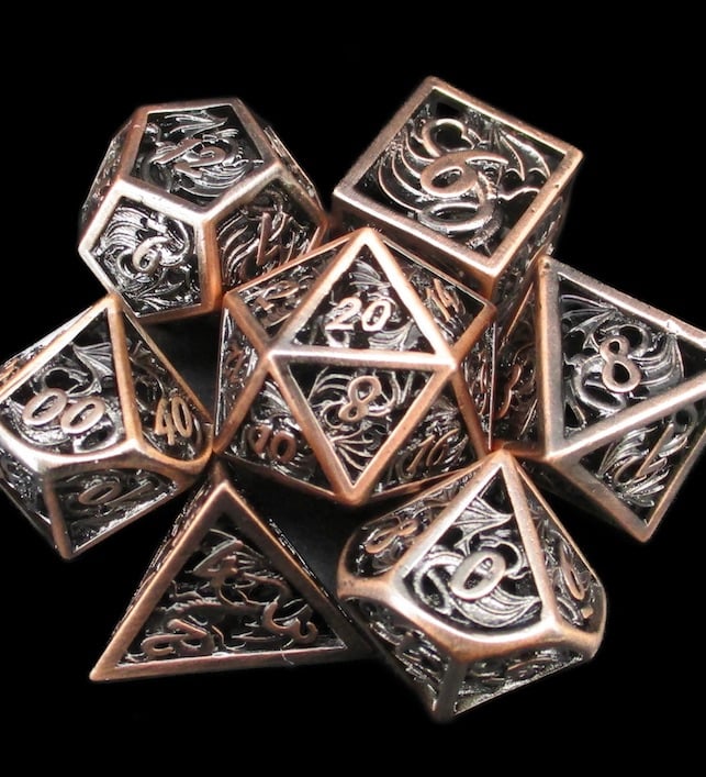 TDSO Metal Hollow Dragon Horde Antique Copper Dice