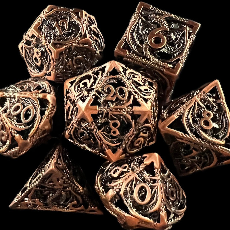 TDSO Metal Hollow Flying Dragon Antique Copper Dice