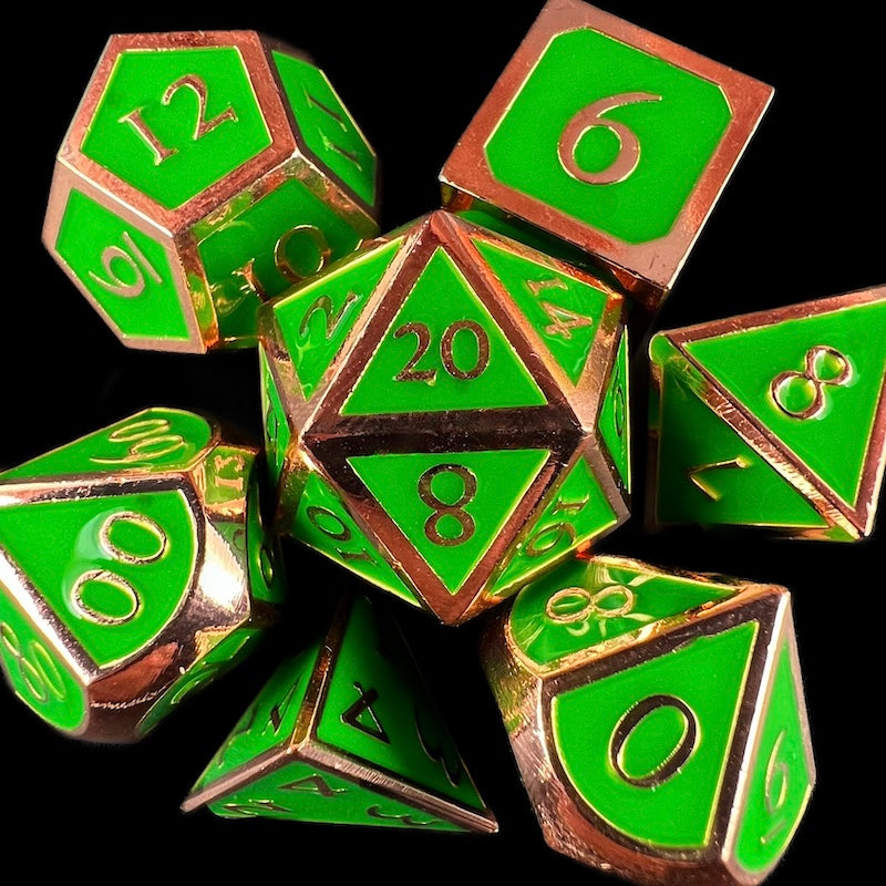 TDSO Metal Script Copper & Light Green Dice