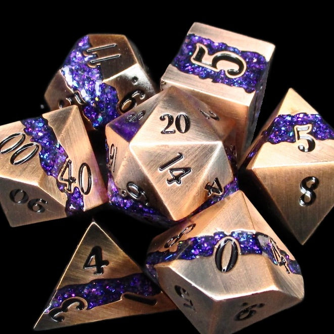TDSO Metal Strata Antique Copper & Amethyst Mica Dice