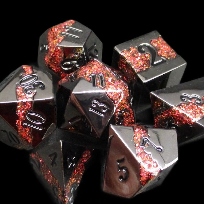 TDSO Metal Strata Black Nickel & Amber Mica Dice